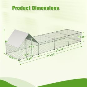 Metal Chicken Coop,Walk-in Chicken Run,Poultry Chicken Hen Pen Cage,Rabbits Duck Cages,With Cover (Option: 26LX7WX7H ft)