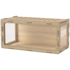 Hamster Cage With Easy View Acrylic Panels, Air Vents & Openable Roof, For Gerbil, Guinea Pig, 39 X 20 X 18.5, Oak (Option: Oak)