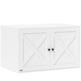 Cat Litter Box Enclosure With Barn Door, Cat Hole, 31.5 X 21 X 20, White (Color: White)